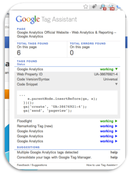 GA saving time - tag assistant 2